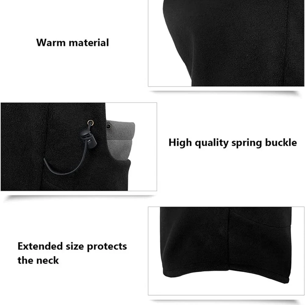 2 Pack  Men's Balaclava Ski Mask Fleece Hat Neck Warmer,  Black＆Gray